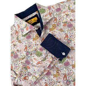 BRIO MILANO‎ PAISLEY Dress Shirt Men XL Euro Luxury Designer Luxe Floral Button